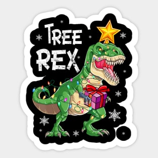 Christmas Dinosaur Tree Rex Pajamas Men Boys Kids Xmas Sticker